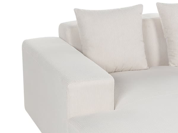 Høyrehånds Hjørnesofa Offwhite Kordfløyel L-formet 4-seter Jumbo Cord med puter Moderne design