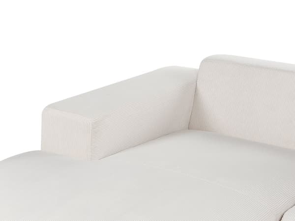 Høyrehånds Hjørnesofa Offwhite Kordfløyel L-formet 4-seter Jumbo Cord med puter Moderne design