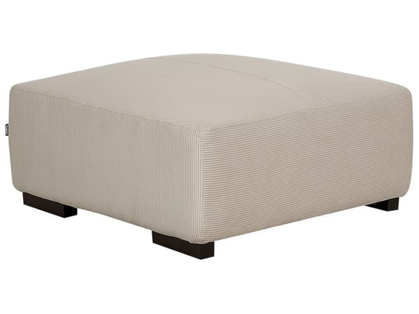 Venstrehånds hjørnesofa med puff Beige Corduroy L-formet 4-seters Jumbo Cord med puter Moderne design