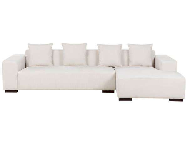 Venstrehånds Hjørnesofa Off-white Kordfløyel L-formet 4-seter Jumbo Cord med puter Moderne design