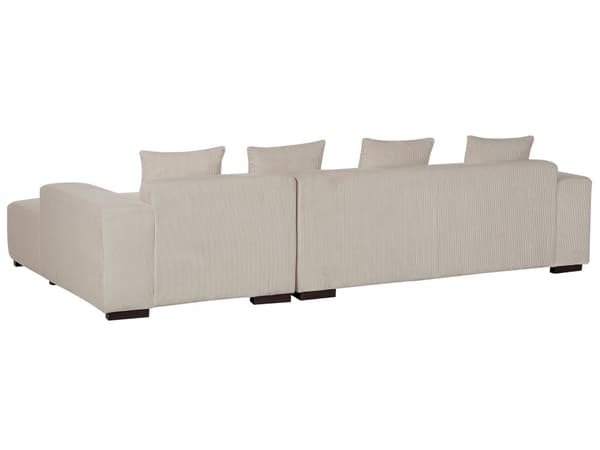 Venstrehånds Hjørnesofa Beige Kordfløyel L-formet 4-seter Jumbo Cord med puter Moderne design