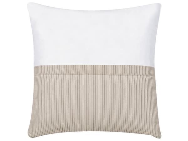 Venstrehånds Hjørnesofa Beige Kordfløyel L-formet 4-seter Jumbo Cord med puter Moderne design