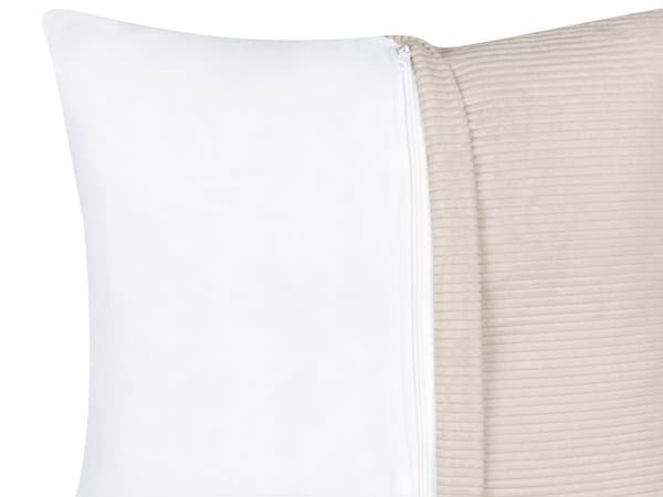 Venstrehånds Hjørnesofa Beige Kordfløyel L-formet 4-seter Jumbo Cord med puter Moderne design