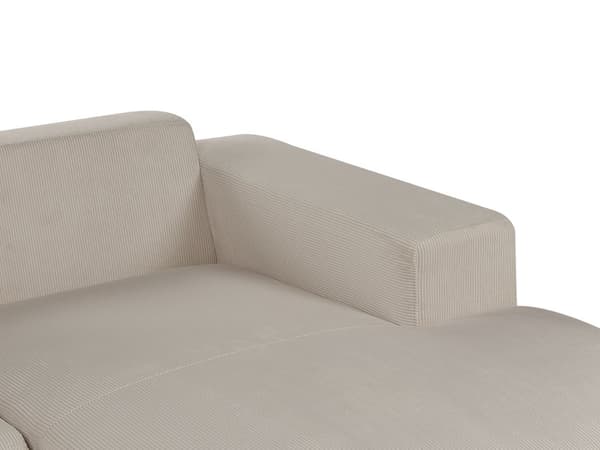 Venstrehånds Hjørnesofa Beige Kordfløyel L-formet 4-seter Jumbo Cord med puter Moderne design