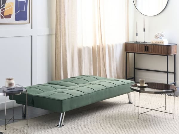 Sovesofa grøn 168 x 77 x 81 cm stofbetrukket 3-personers justerbar