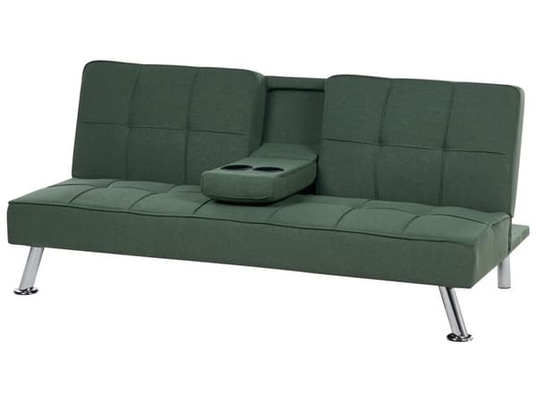 Sovesofa grøn 168 x 77 x 81 cm stofbetrukket 3-personers justerbar