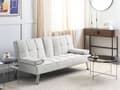 Miniatyrbillede 4 af 11: Sovesofa beige 168 x 77 x 81 cm stofbetrukket 3-personers justerbar