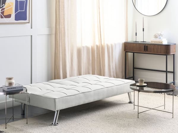 Sovesofa beige 168 x 77 x 81 cm stofbetrukket 3-personers justerbar