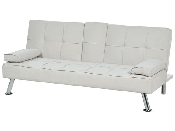Sovesofa beige 168 x 77 x 81 cm stofbetrukket 3-personers justerbar