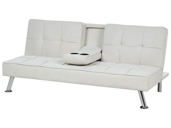 Sovesofa beige 168 x 77 x 81 cm stofbetrukket 3-personers justerbar