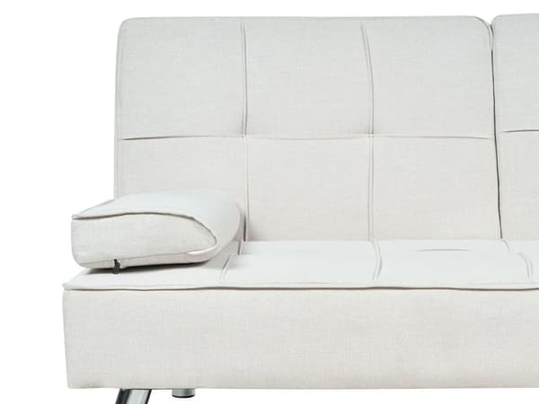 Sovesofa beige 168 x 77 x 81 cm stofbetrukket 3-personers justerbar