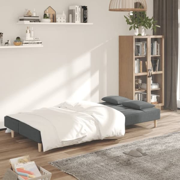 vidaXL 2-personers sovesofa med 2 puder stof mørkegrå