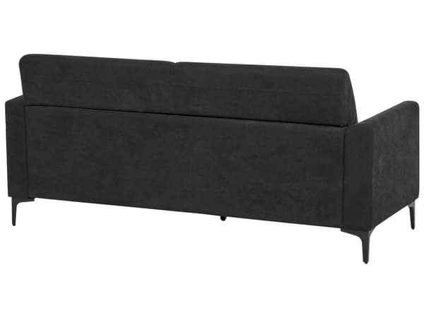 Soffa Svart Tyg Polyester Klädsel Svarta Ben 3 Sits Retro Stil Vardagsrumsmöbler