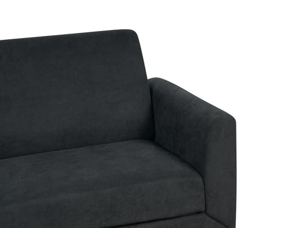 Soffa Svart Tyg Polyester Klädsel Svarta Ben 3 Sits Retro Stil Vardagsrumsmöbler