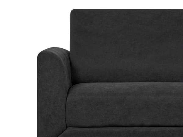Soffa Svart Tyg Polyester Klädsel Svarta Ben 3 Sits Retro Stil Vardagsrumsmöbler