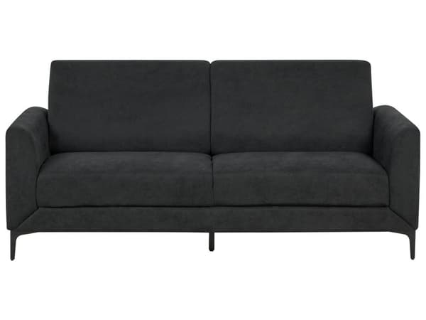 Soffa Svart Tyg Polyester Klädsel Svarta Ben 3 Sits Retro Stil Vardagsrumsmöbler