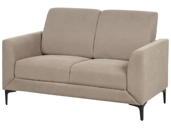 Soffa Taupe Tyg Klädsel Silver Ben 2-sits Glam