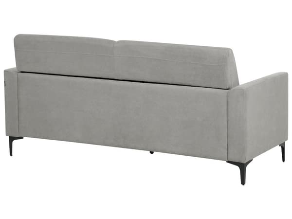 Soffa Grått Tyg Polyester Klädsel Svarta Ben 3 Sits Retro Stil Vardagsrumsmöbler