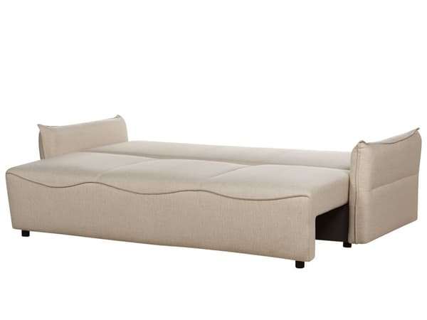 Sovesofa Beige Polyester 3 Personers Moderne Blød Sofaseng med Opbevaring Udtræk Designsofa til Værelse Stofsofa med Armlæn