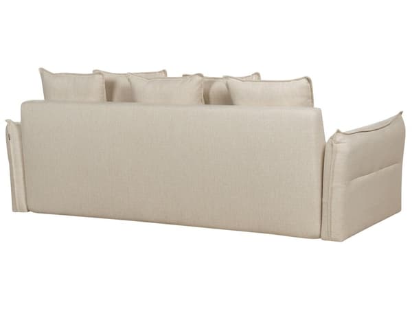 Sovesofa Beige Polyester 3 Personers Moderne Blød Sofaseng med Opbevaring Udtræk Designsofa til Værelse Stofsofa med Armlæn