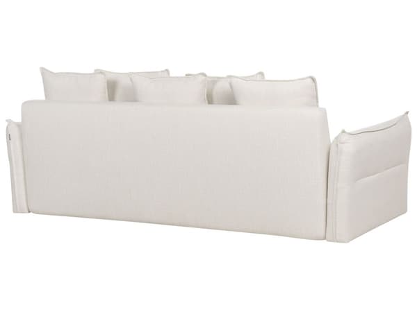 Sovesofa Hvid Polyester 3 Personers Moderne Blød Sofaseng med Opbevaring Udtræk Designsofa til Værelse Stofsofa med Armlæn