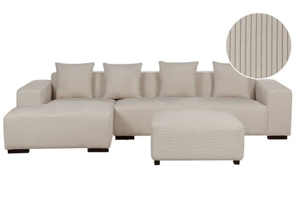 Hjørnesofa Beige Læder Modulære Stykker Venstrevendt L-formet