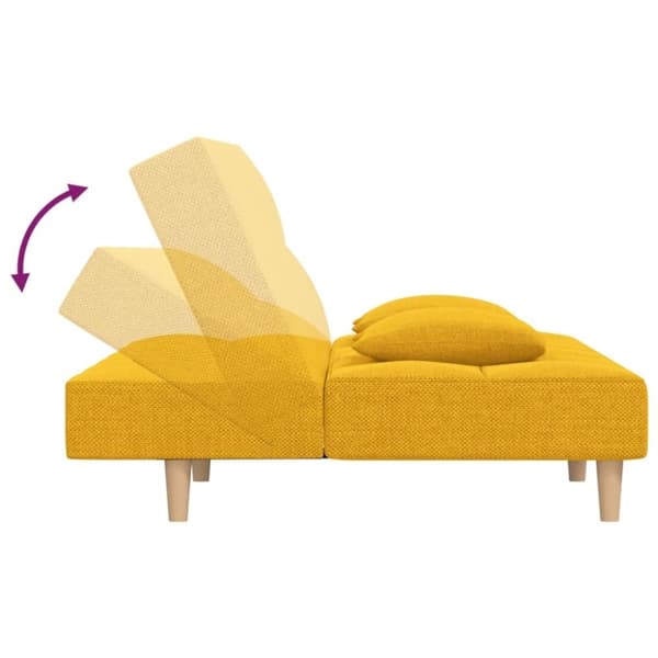 vidaXL Bäddsoffa 2-sits med två kuddar gul tyg