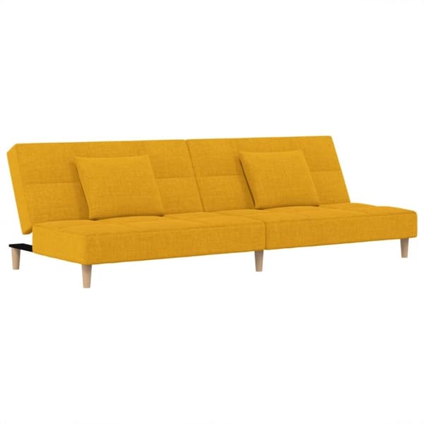 vidaXL Bäddsoffa 2-sits med två kuddar gul tyg