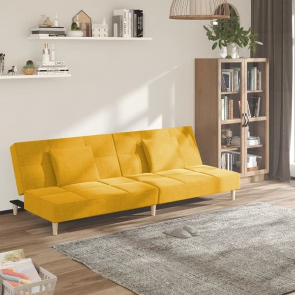 vidaXL 2-personers sovesofa med 2 puder stof gul