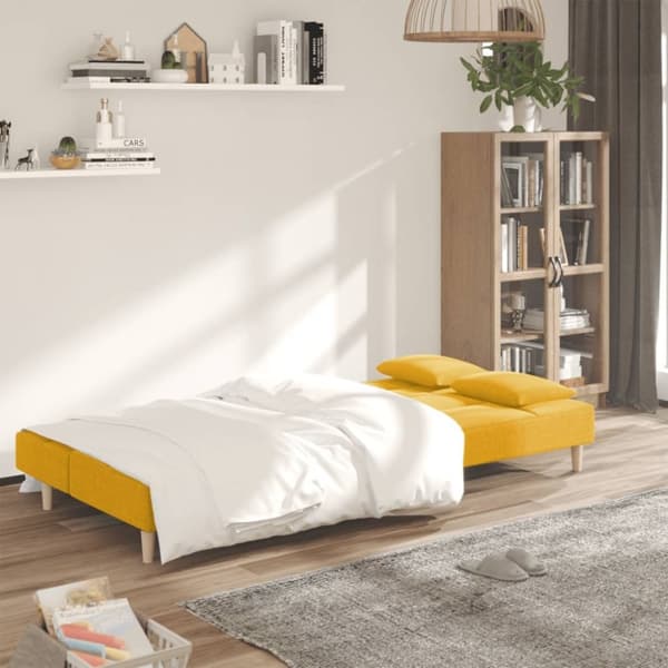 vidaXL 2-personers sovesofa med 2 puder stof gul