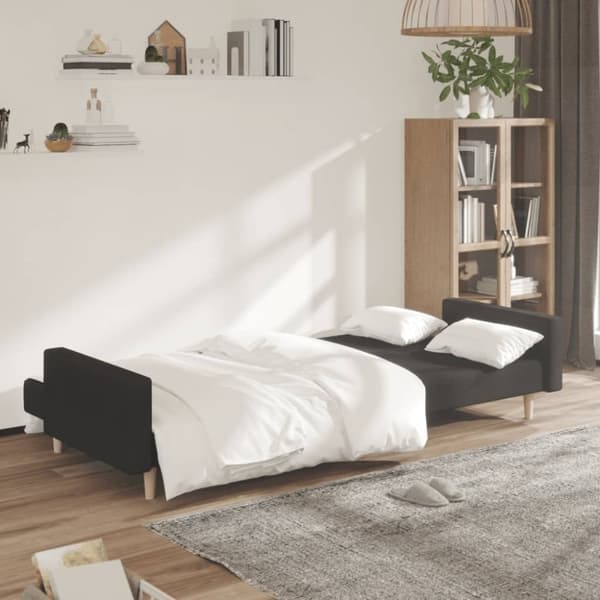 vidaXL Bäddsoffa 2-sits svart tyg