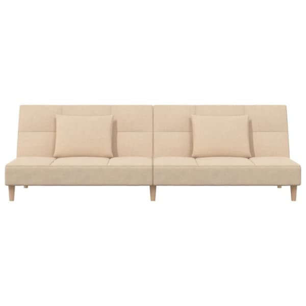 vidaXL 2-personers sovesofa med 2 puder stof cremefarvet