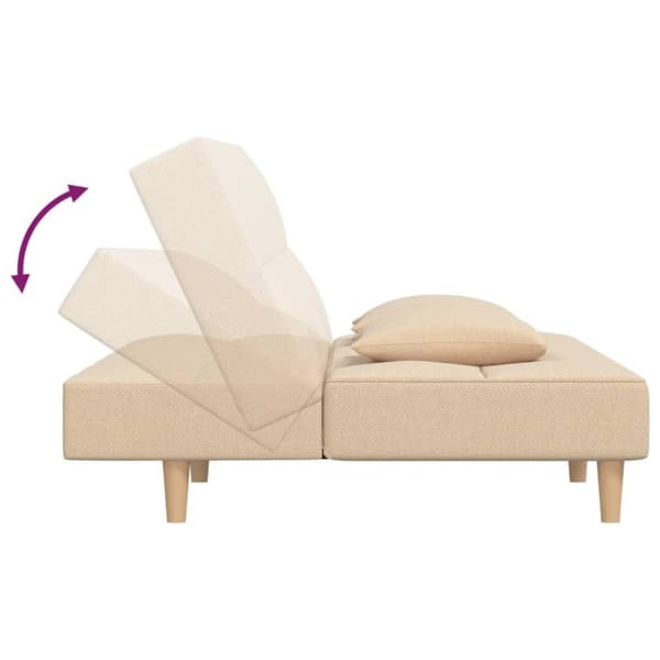 vidaXL 2-personers sovesofa med 2 puder stof cremefarvet