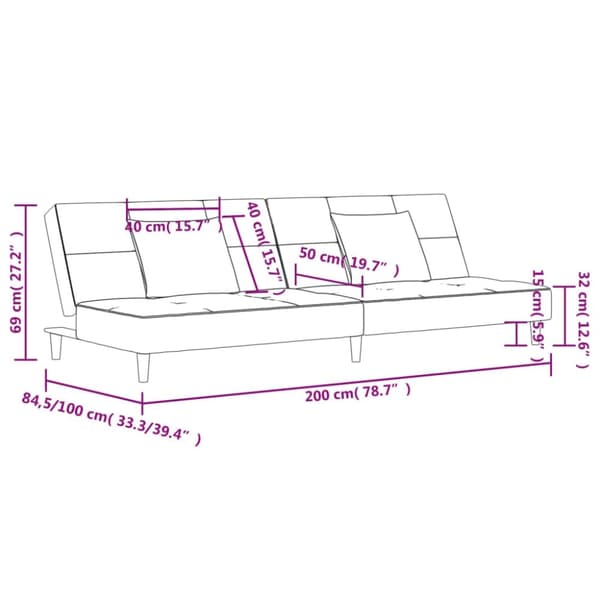 vidaXL 2-personers sovesofa med 2 puder stof cremefarvet