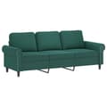 Miniatyrbillede 3 af 7: vidaXL 3-personers sofa med fodskammel 180 cm velour Mørkegrøn