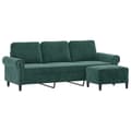 Miniatyrbillede 2 af 7: vidaXL 3-personers sofa med fodskammel 180 cm velour Mørkegrøn