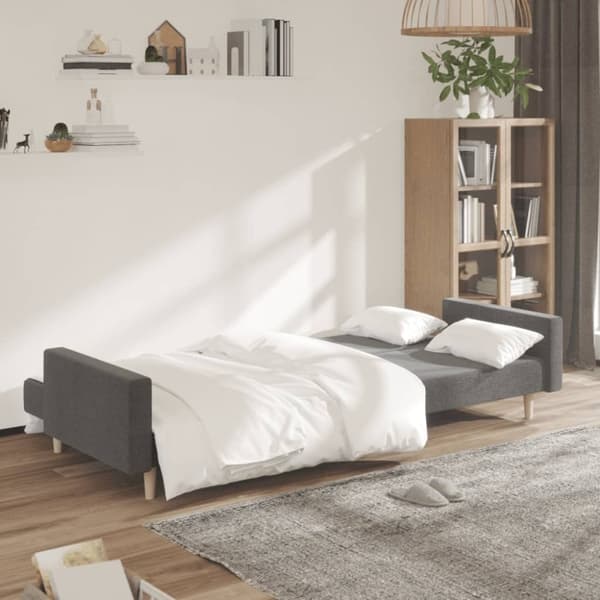 vidaXL Bäddsoffa 2-sits ljusgrå tyg