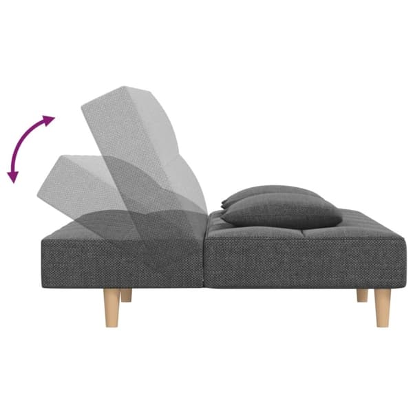 vidaXL Bäddsoffa 2-sits med två kuddar ljusgrå tyg
