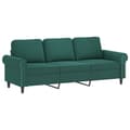 Miniatyrbillede 3 af 8: vidaXL 3-personers sofa med pyntepuder 180 cm velour mørkegrøn