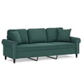 Miniatyrbillede 1 af 8: vidaXL 3-personers sofa med pyntepuder 180 cm velour mørkegrøn