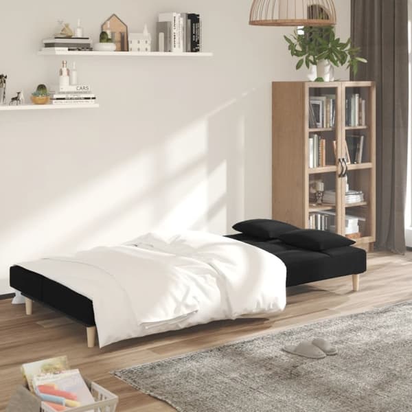 vidaXL 2-personers sovesofa med 2 puder stof sort