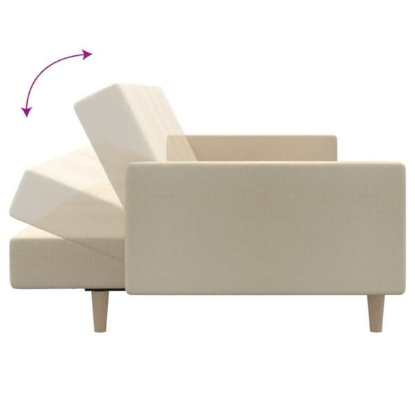 vidaXL Bäddsoffa 2-sits gräddvit tyg