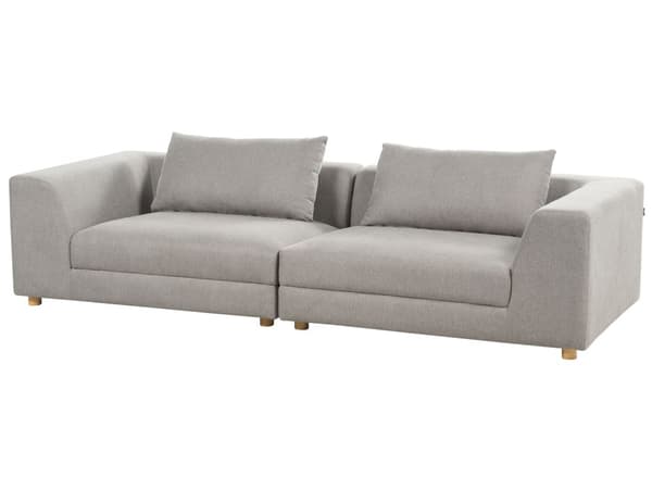 Sofa Lysegrå Polyesterstoff 3-seter Puter Armlener Moderne design Stue