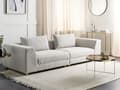 Miniatyrbilde 2 av 11: Sofa Lysegrå Polyesterstoff 3-seter Puter Armlener Moderne design Stue