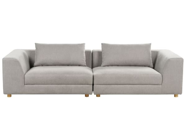 Sofa Lysegrå Polyesterstoff 3-seter Puter Armlener Moderne design Stue