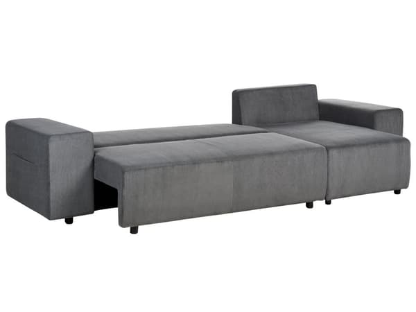 Hjørnesofa Mørkegrå Kordfløyel 3-seters Venstrevendt med puter Moderne Stue
