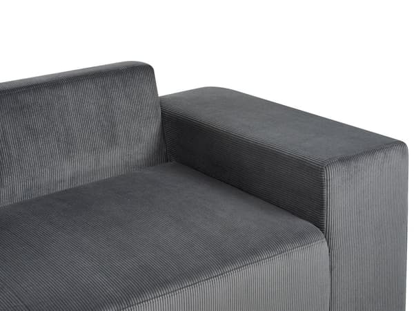 Hjørnesofa Mørkegrå Kordfløyel 3-seters Venstrevendt med puter Moderne Stue