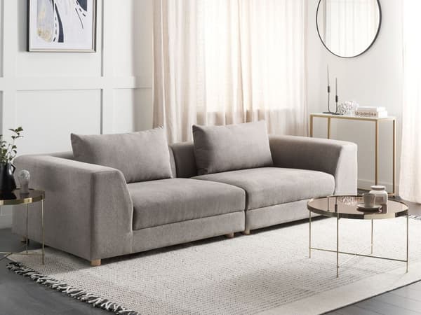 Sofa Brun Polyesterstoff 3-seter Puter Armlener Moderne design Stue
