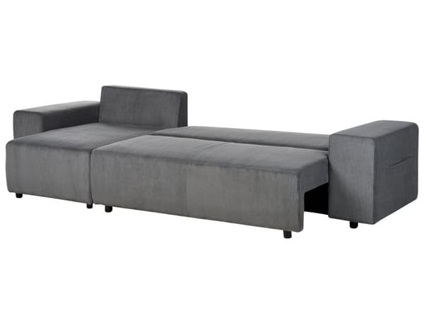 Hjørnesofa Mørkegrå Kordfløyel 3-seters Høyrevendt med puter Moderne Stue