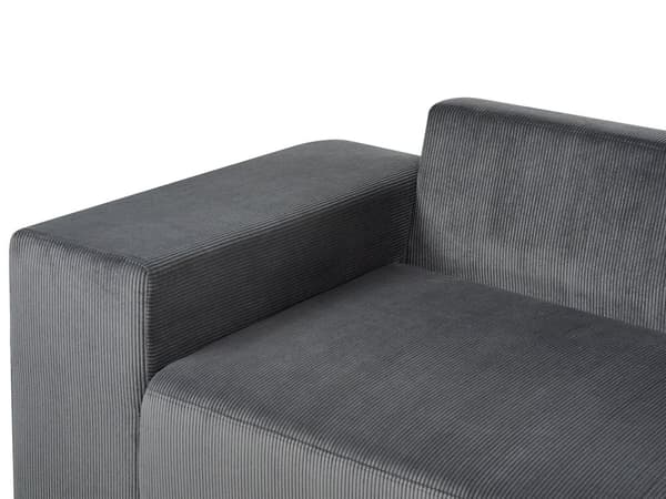Hjørnesofa Mørkegrå Kordfløyel 3-seters Høyrevendt med puter Moderne Stue
